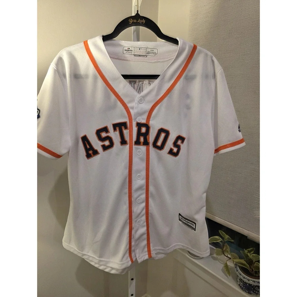 BASEBALL HOUSTON ASTROS SHIRT MAJESTIC SIZE L ADULT SPRINGER 4 World Series 2019